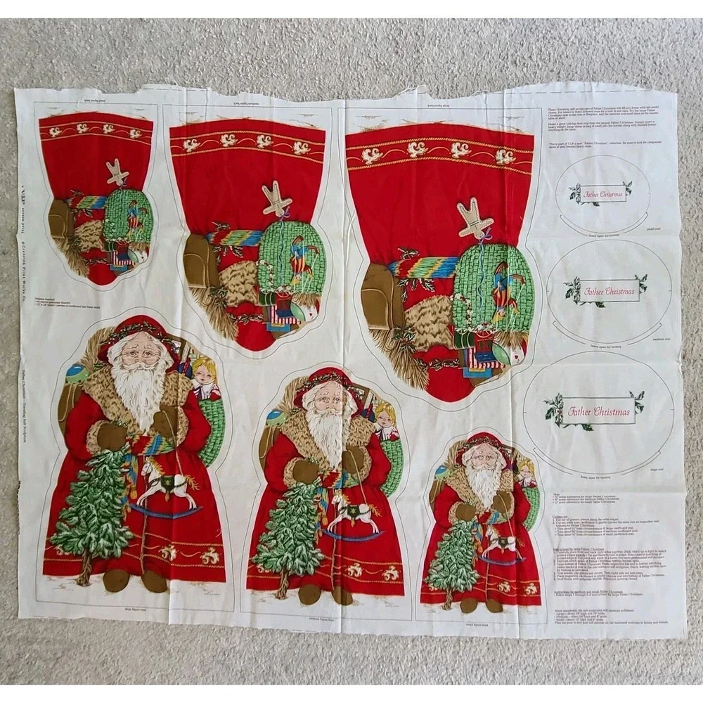 VALUE BUNDLE: 8 VTG Christmas Cut & Sew Panels Santa Nativity Apron Tree Stuff